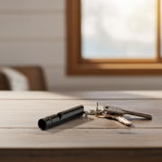 Colourful aluminium safety whistle with keychain