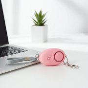 pink alarm with pull pin activation and LED flash light
