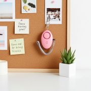 Pink alarm with pull pin activation and LED flash light