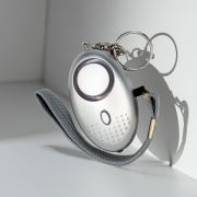 Silver Lady bug alarm with pull pin activation and LED flash light