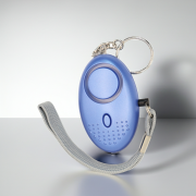 Blue safety alarm keychain with 130 dB alert and LED light