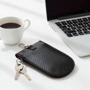“PU leather RFID key protector case with keychain attachment