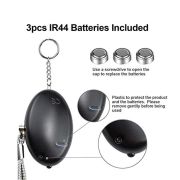 black alarm with pull pin activation and flash light with batteries