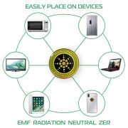 Compact EMF harmonizer sticker for reducing exposure