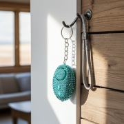 Green bling alarm with pull pin activation and LED flash light