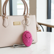 Pink bling alarm with pull pin activation and LED flash light