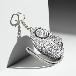 Silver bling alarm with pull pin activation and LED flash light