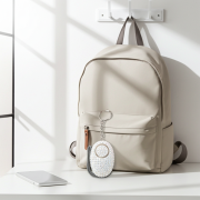 white bling alarm with pull pin activation and LED flash light