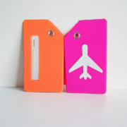 Durable silicone suitcase tag with stainless steel loop