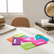 Durable silicone suitcase tag with stainless steel loop