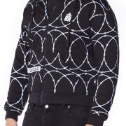 Razorwire patterned hooded top with concealed cut-resistant lining